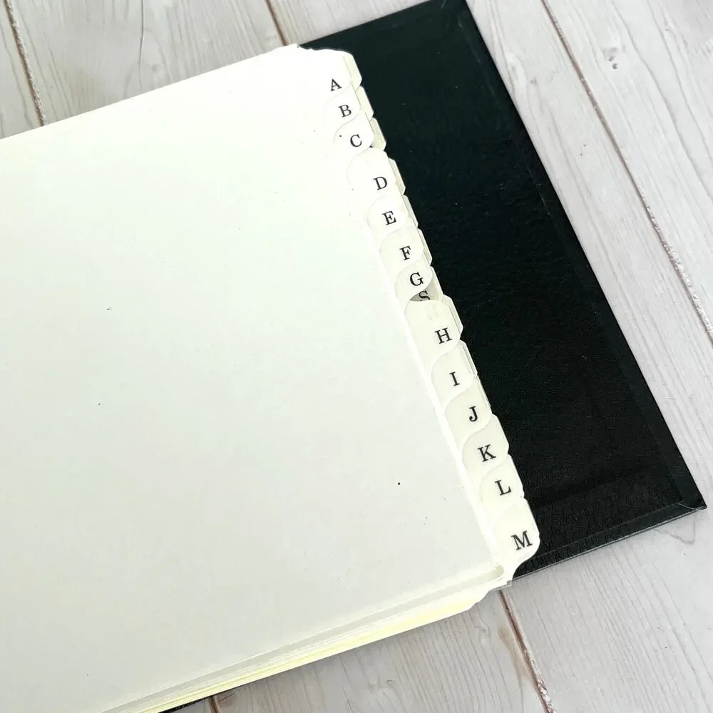 Vintage Black Hardcover 4-Ring Ledger Binder with Dividers and 84 Ledger Pages